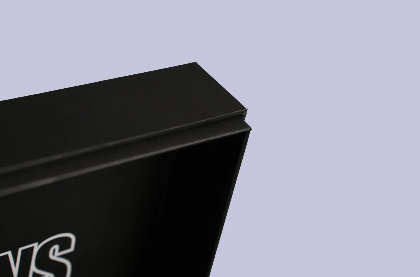 Close-up of the opened flip-top lid showing structural details on the custom toy display box