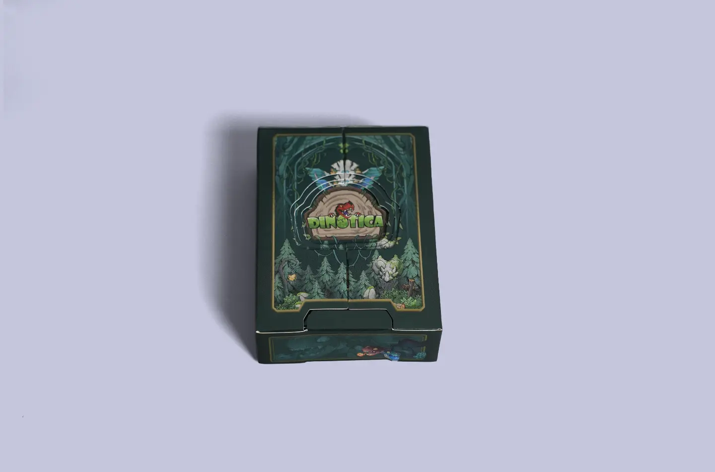 Flat-lay top-front perspective of a luxury green multi-layer magnetic opening paper box, shown closed