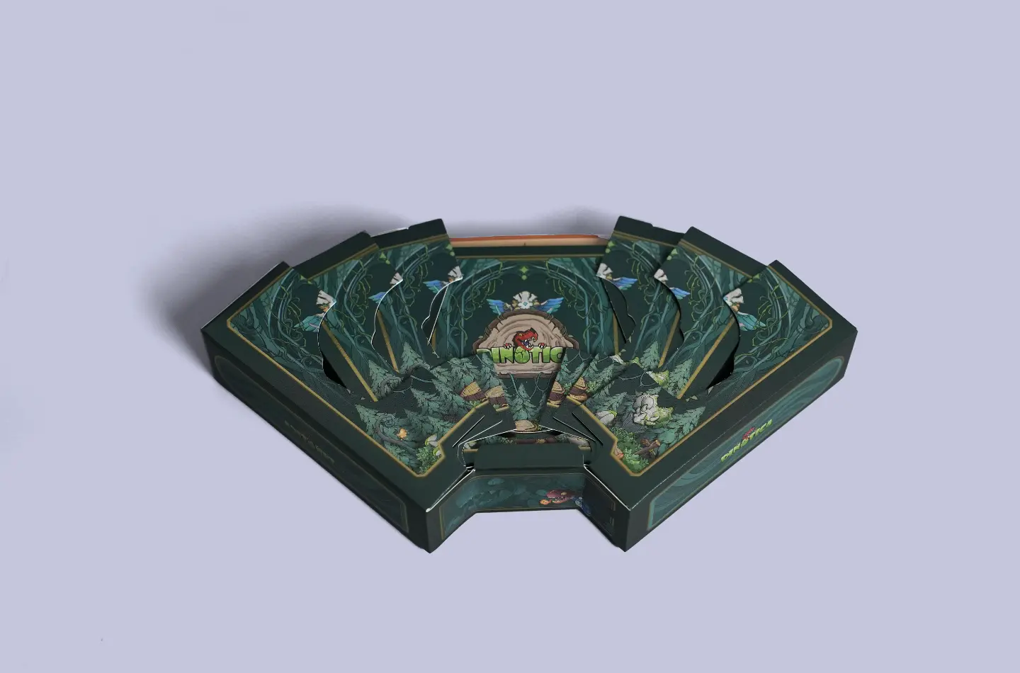 Top-front view of the premium green multi-layer magnetic folding paper box in an open state