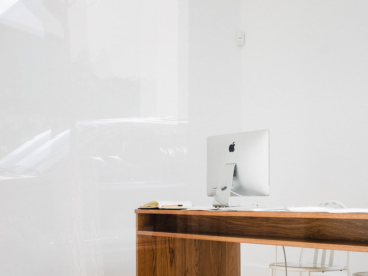 Computer with desk on it