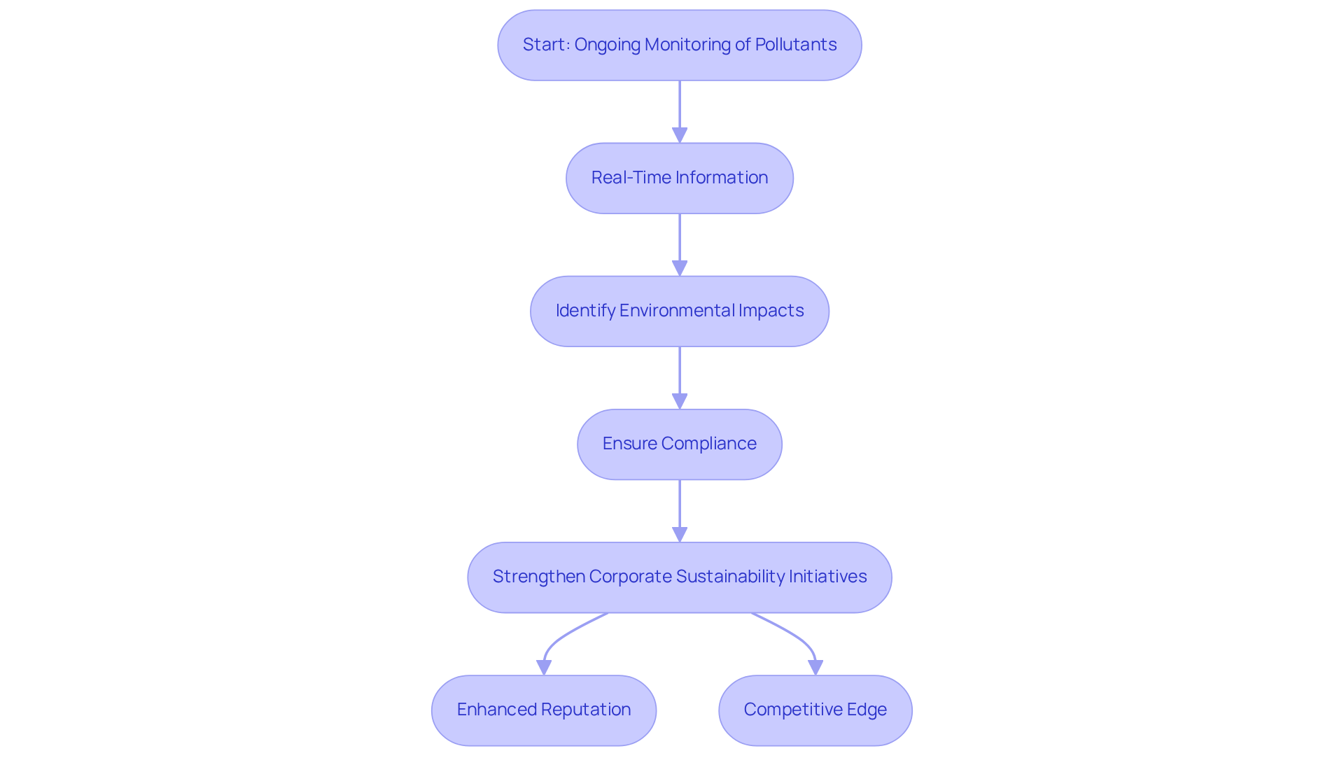 Follow the arrows to see how ongoing monitoring leads to real-time decision-making and compliance, enhancing a company's sustainability and competitive position.