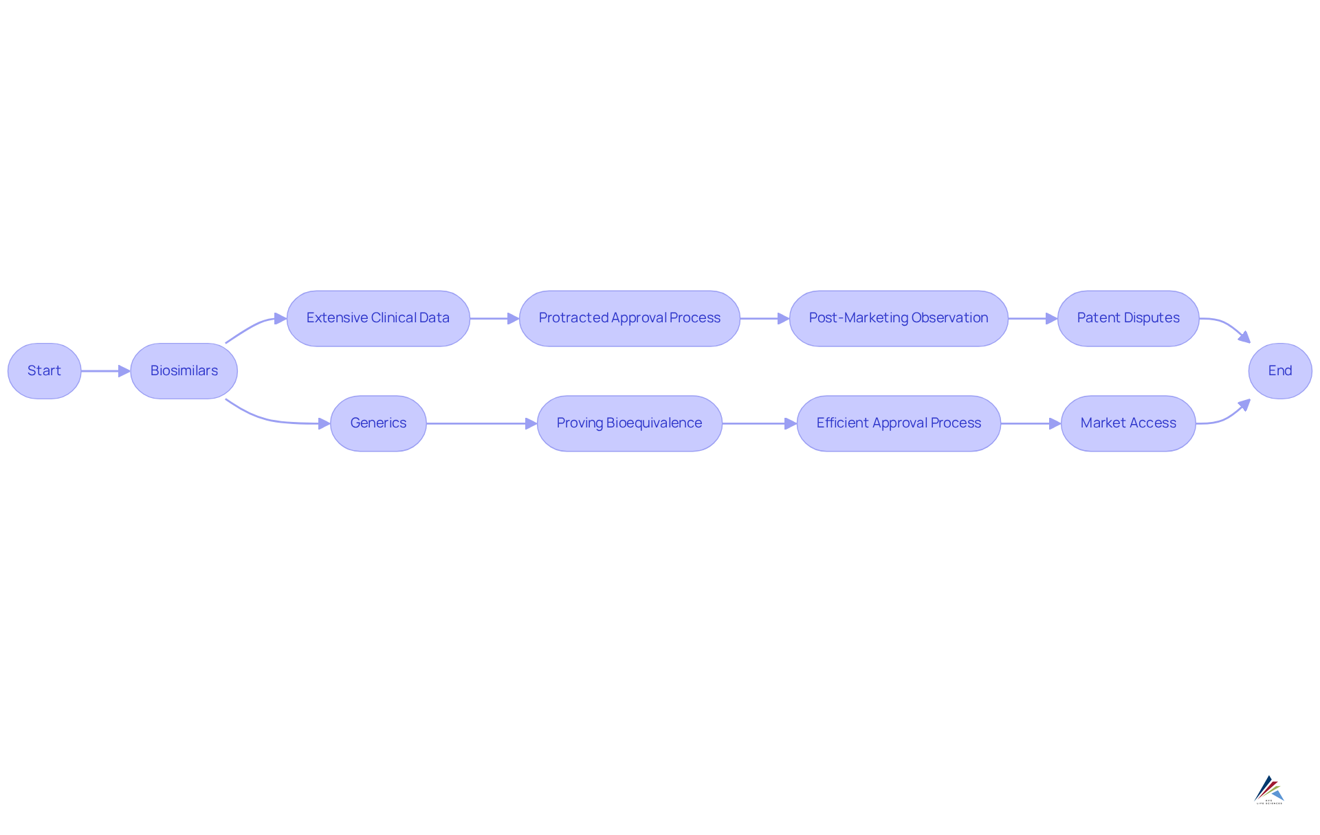 This flowchart maps out the key steps in the approval processes for biosimilars and generics. Follow the arrows to see how each type of product navigates its unique regulatory requirements.