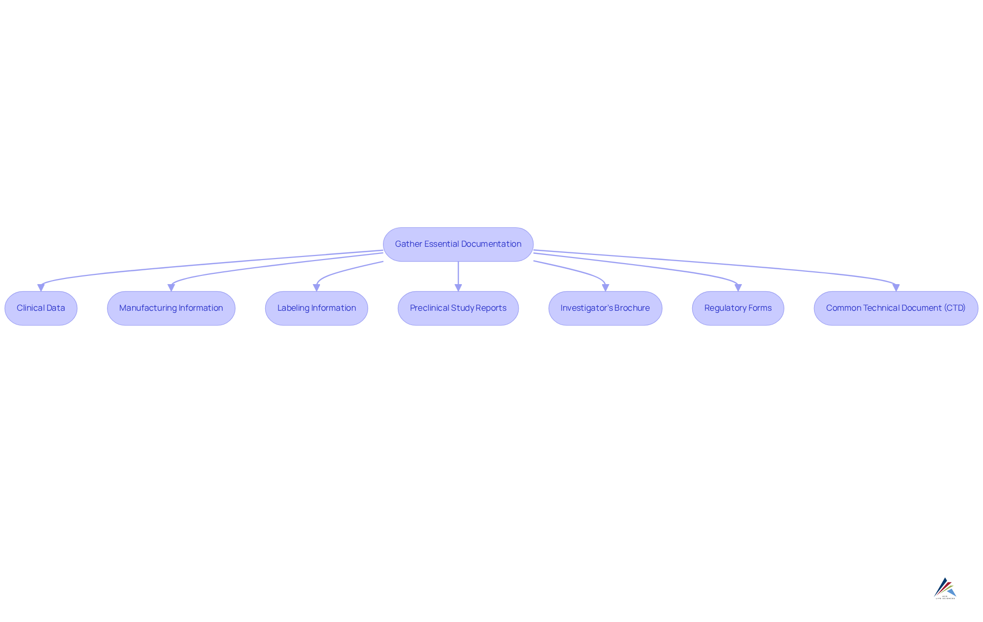 This flowchart shows the steps required to gather necessary documents for an NDA submission. Each box represents a specific document type you need to prepare, and the arrows guide you through the process.