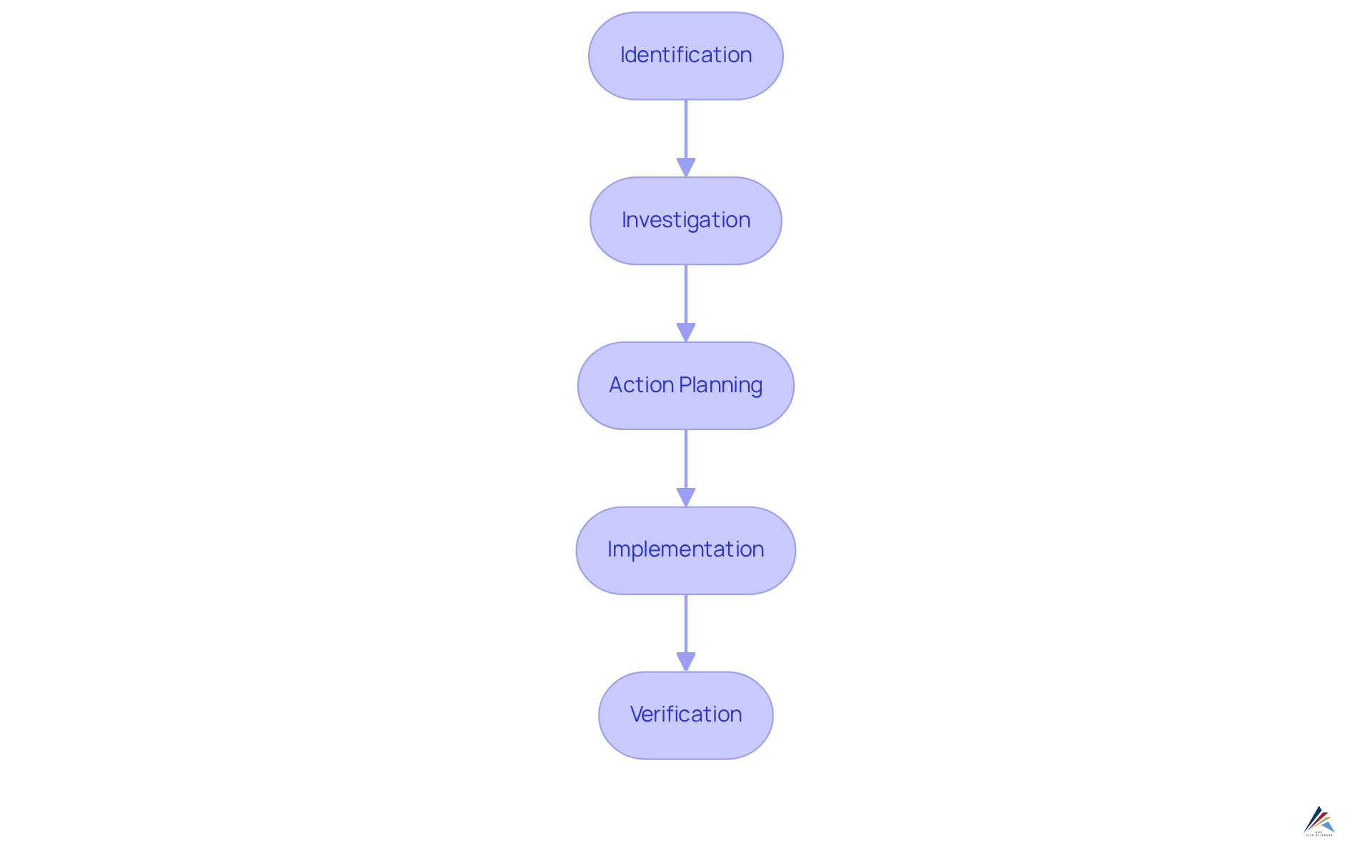 Each box represents a critical stage in the CAPA process — follow the arrows to see how actions flow from one step to the next, ensuring thorough investigation and effective solutions.