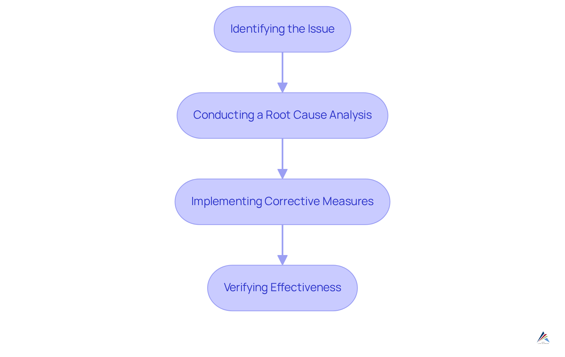 Each box outlines a crucial step in the corrective action plan. Follow the arrows to see how the process unfolds from identifying the issue to verifying the effectiveness of the measures taken.