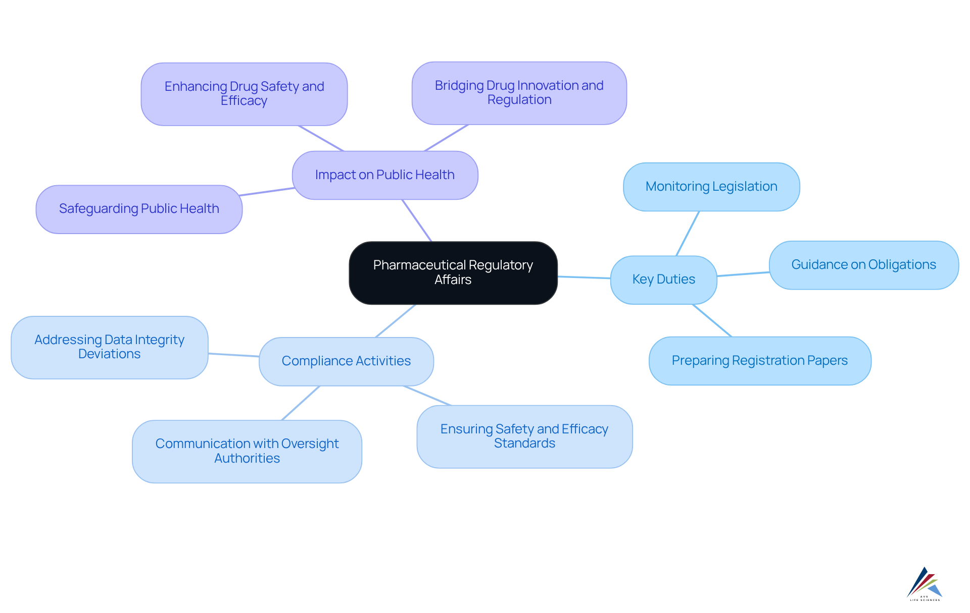 The central node represents the field of regulatory affairs, with branches showing key duties and activities. Each branch highlights specific responsibilities of compliance specialists, illustrating their vital role in ensuring drug safety and adherence to regulations.