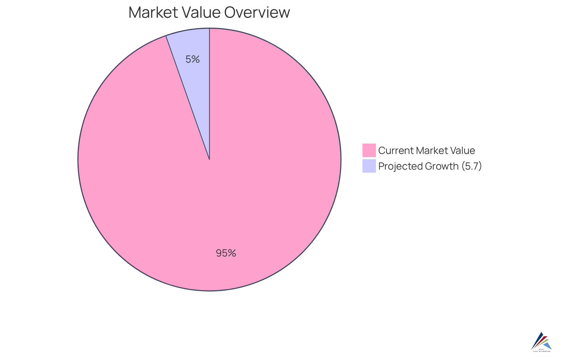 The larger slice shows the current market value, while the smaller slice indicates the projected growth rate. Together, they illustrate the expanding opportunity within the dietary health sector.