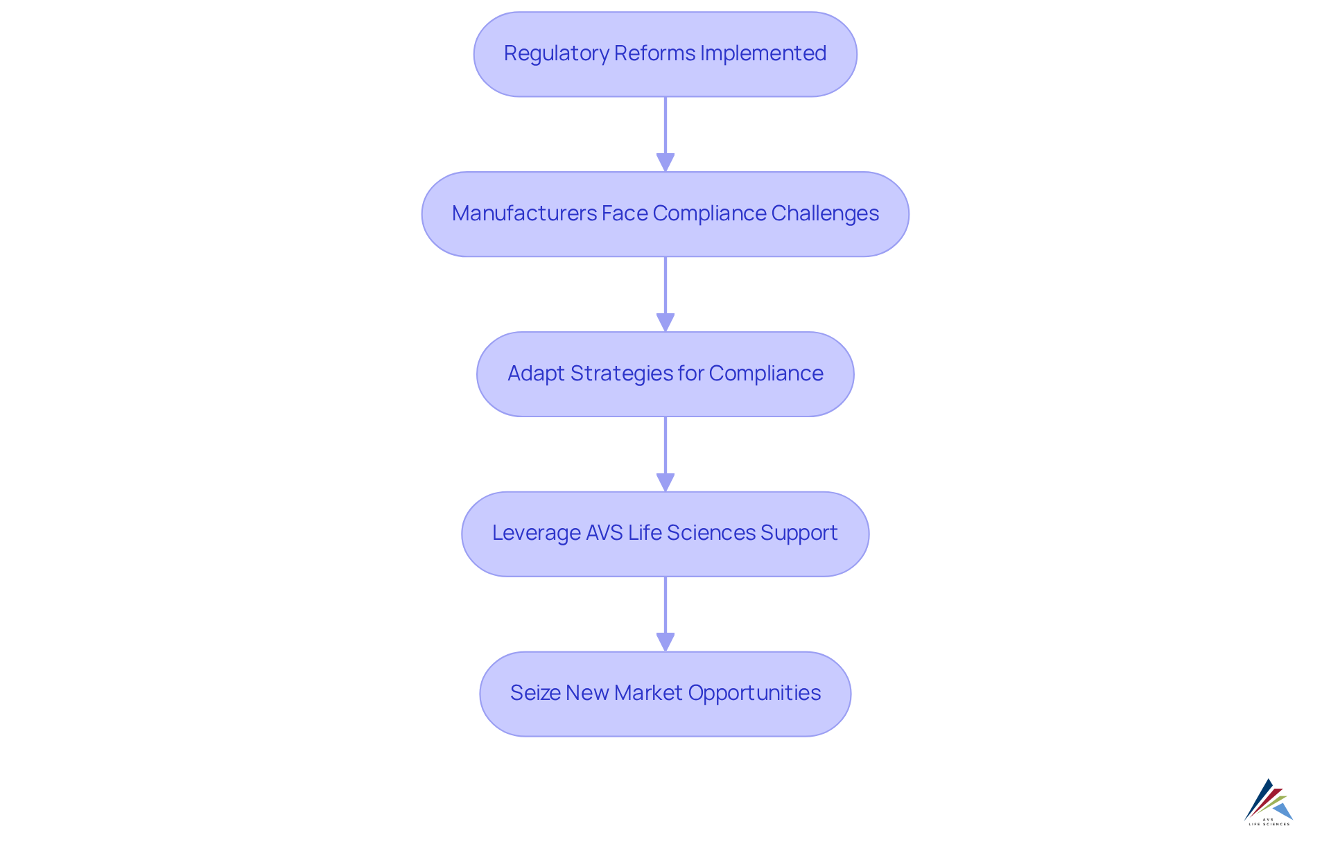 Follow the arrows to see how regulatory reforms lead to challenges for manufacturers, the steps they take to adapt, and the opportunities they can capture with the right support.