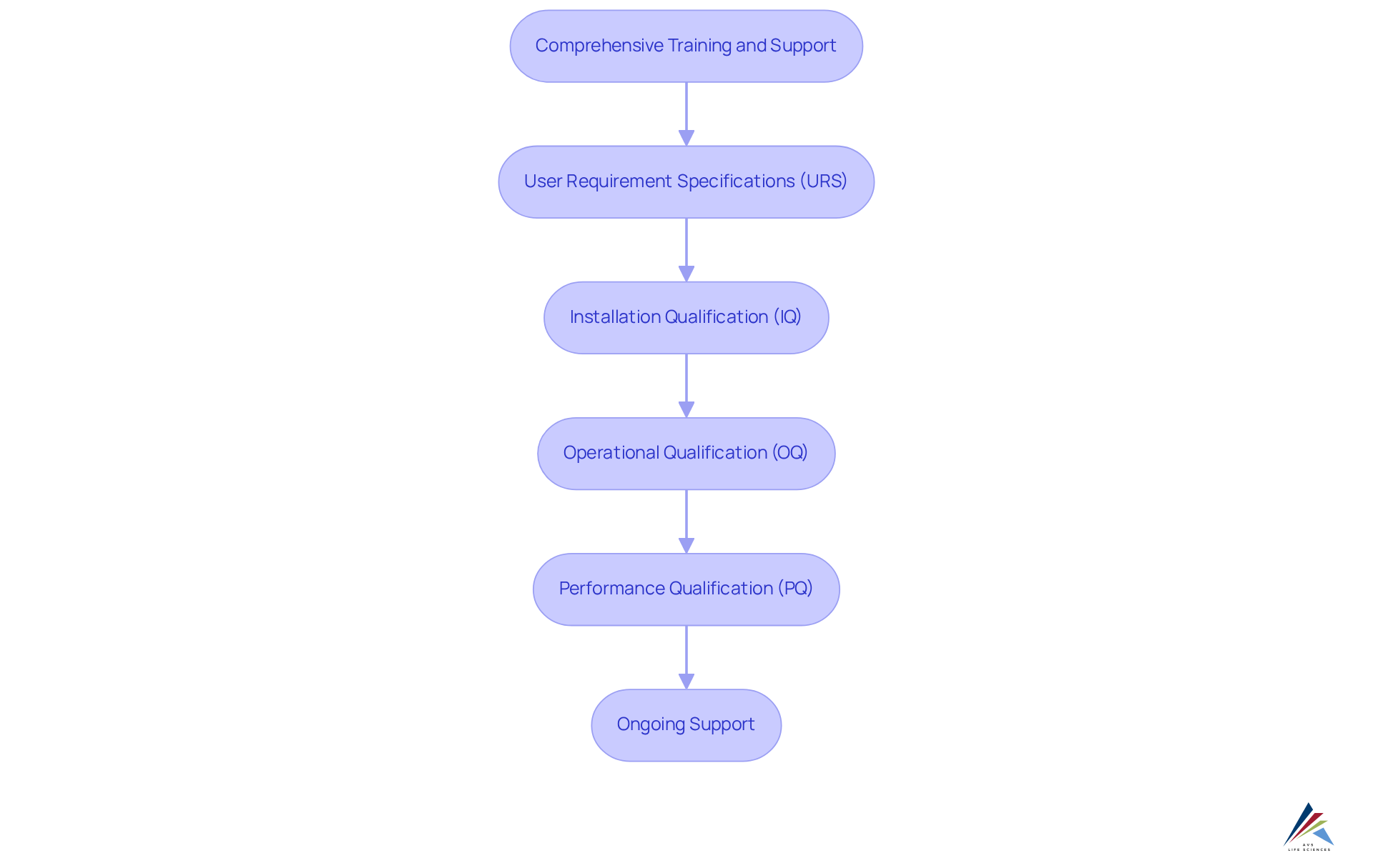 Each box represents a crucial step in the training and support process for CTMS. Follow the arrows to understand the flow from initial training stages to ongoing support, ensuring all aspects of CSV are covered.