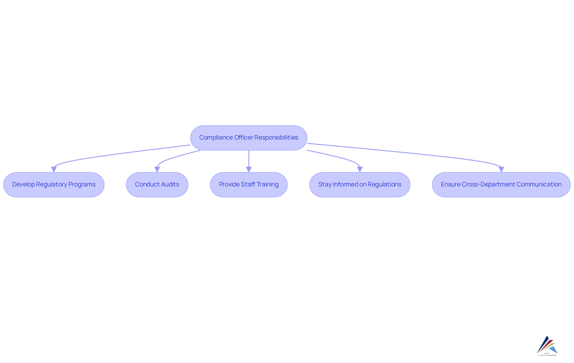 Each box represents a key responsibility of compliance officers. Follow the arrows to see how these tasks connect and contribute to effective compliance management in life sciences. Each box represents a key responsibility of compliance officers. Follow the arrows to see how these tasks connect and contribute to effective compliance management in life sciences.