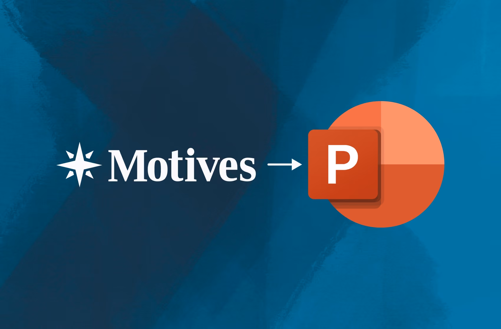 Motives logo with an arrow pointing to the PowerPoint logo