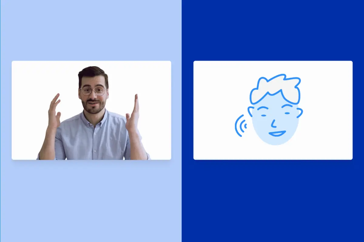 Participant on video beside the illustrated Motives AI interviewer