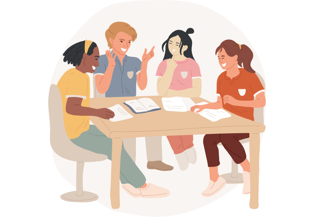 Illustration de 4 personnes en plein brainstorming