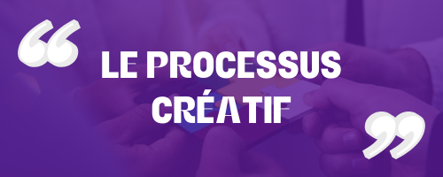 Fond : 6 personnes assembles un puzzle de couleur
Texte : le processus créatif