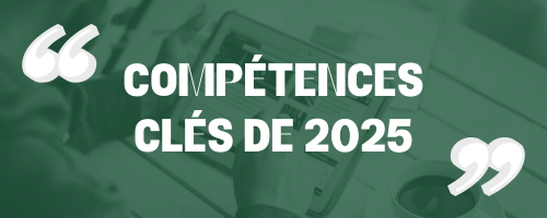 Fond : Homme qui regarde les actualités sur une tablette
Texte : Compétences clés de 2025