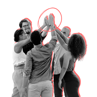 Photo équipe qui célèbre ensemble