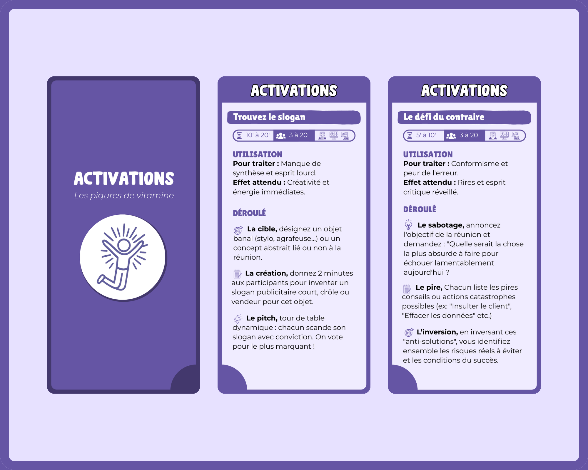 Présentation du dos et de deux faces de cartes Activation de RéuniCure