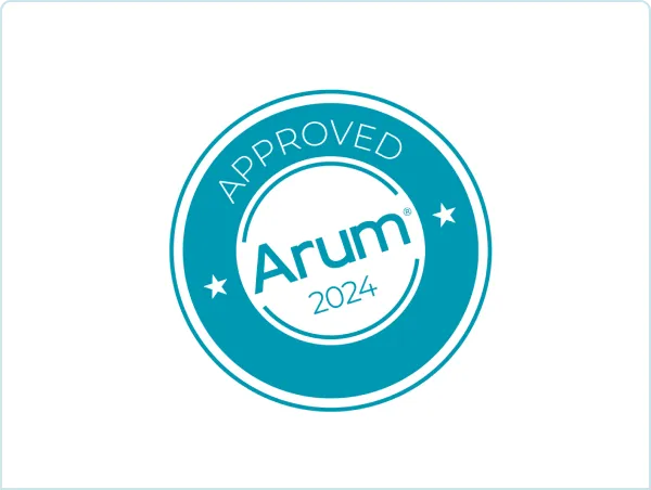 Badge showing that Flexys is approved by Arum.