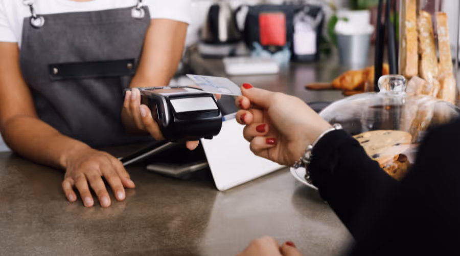 Customer paying with a credit card