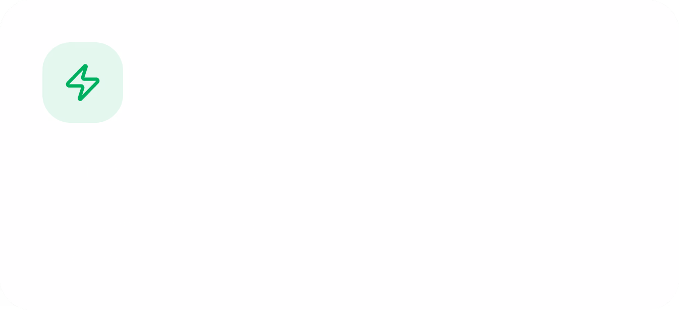 Green rounded square icon with a lightning bolt symbol on white background.