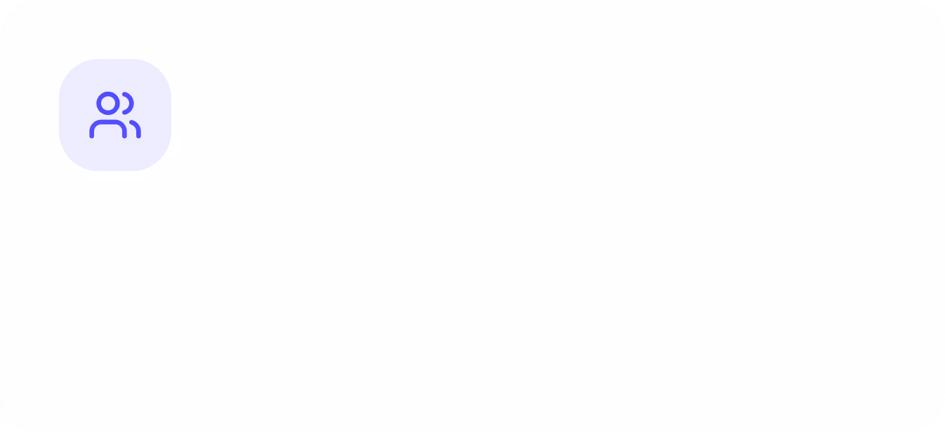 Purple icon with two overlapping user figures inside a rounded square.