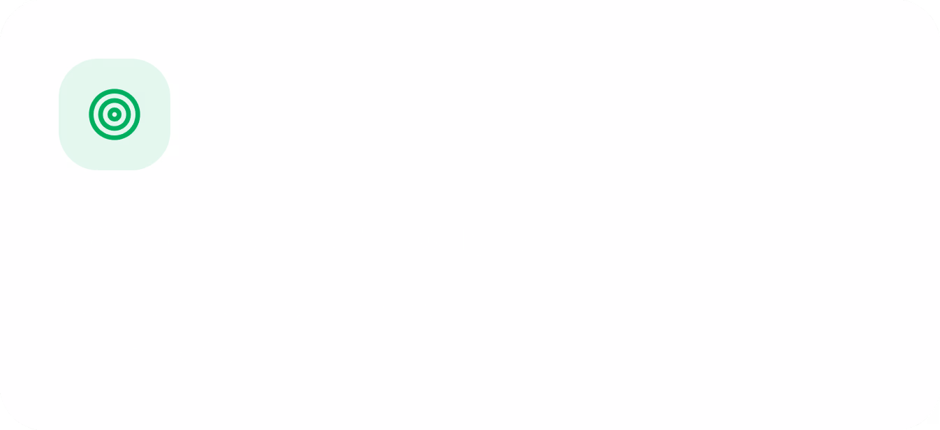 Green app icon with a target symbol on a white rounded rectangle background.