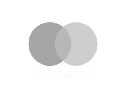 Mastercard logo with two overlapping circles and the word 'mastercard' below.