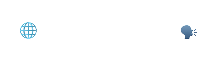 Button with globe icon and text 'Language Lovers' accompanied by a speaking head icon.