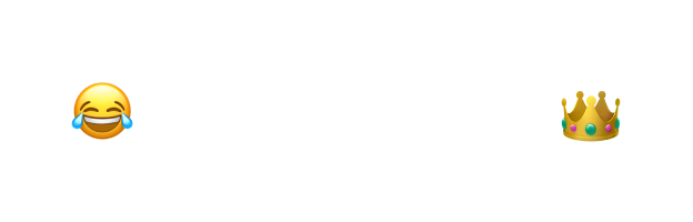 White rounded rectangular button with laughing face emoji and crown emoji surrounding the text 'Meme Makers'.