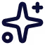 Blue sparkle or glitter icon with three irregular star shapes.