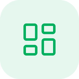 Green rounded square icon with four smaller rectangles arranged in a grid pattern inside.