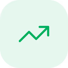 Green square icon with rounded corners featuring a faint upward trending arrow.