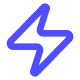 Blue lightning bolt icon with sharp angles on a white background.