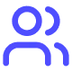 Icon of two overlapping human silhouettes representing users or group.