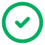 Green circle with a checkmark inside signaling success or confirmation.