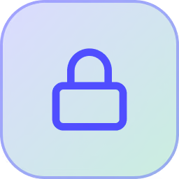 Blue lock icon centered on a rounded square background with a gradient from blue to green.