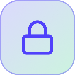 Blue lock icon centered on a rounded square background with a gradient from blue to green.