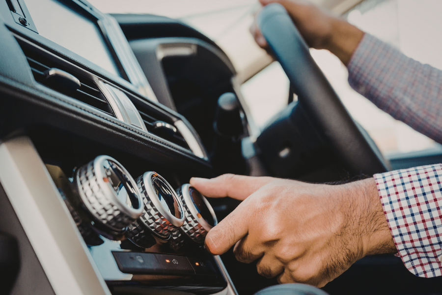 Driver behind the wheel