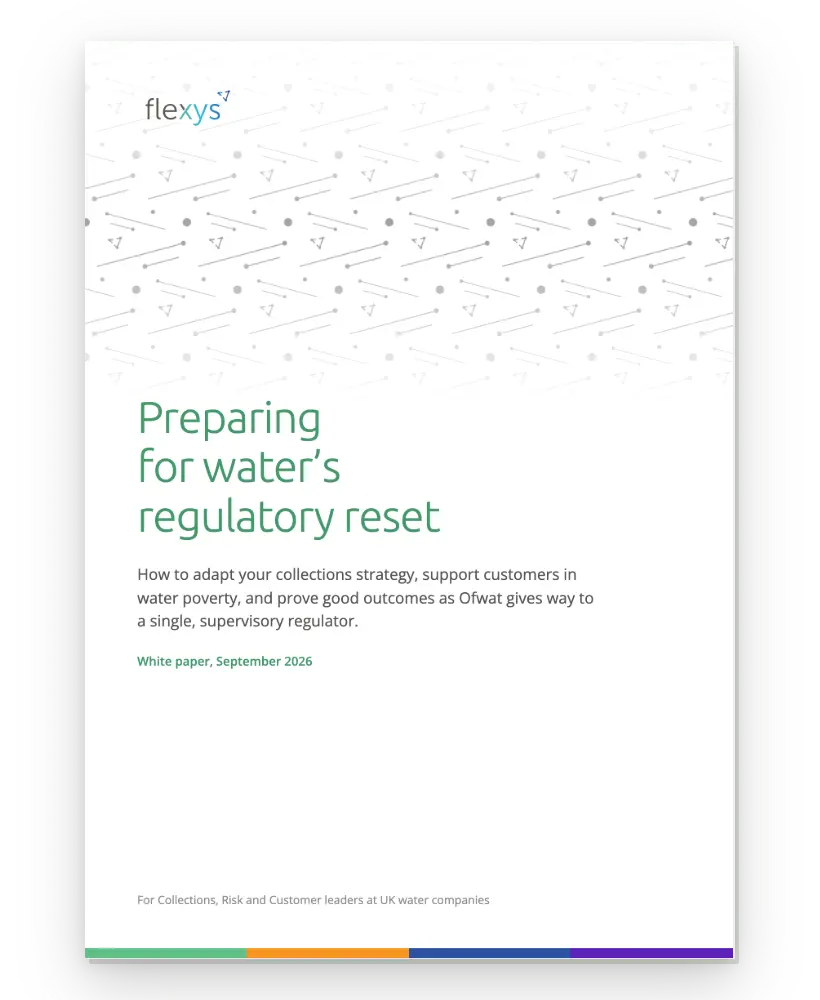 Cover of the Flexys guide, Preparing for water's regulatory reset