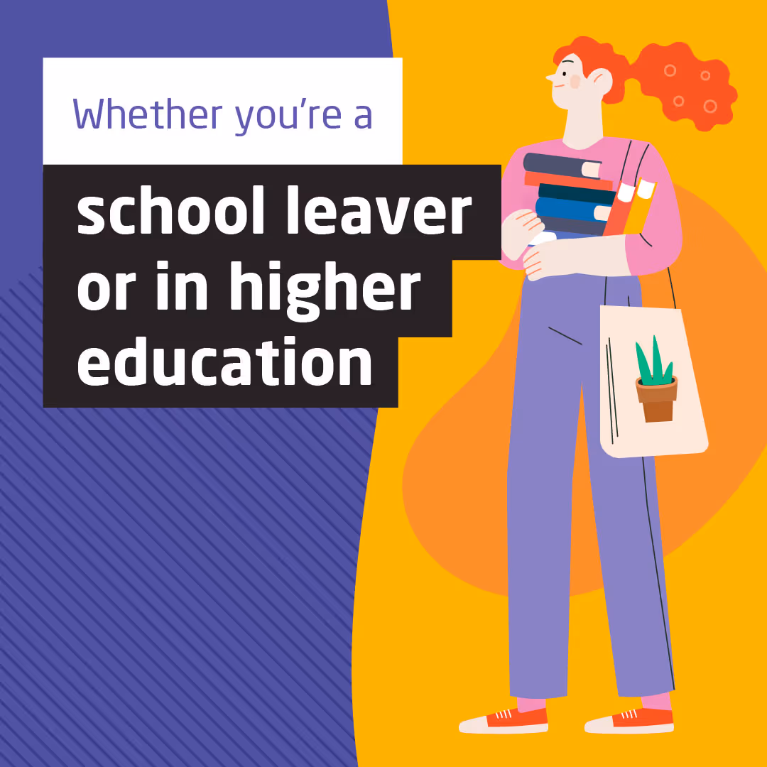 A character depicting a school leaver