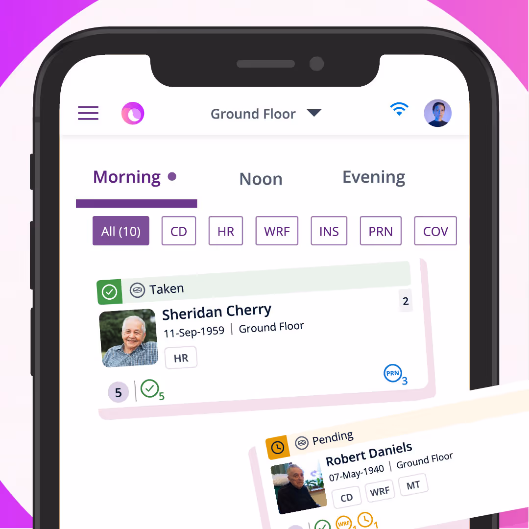 UI showing patient drug schedules