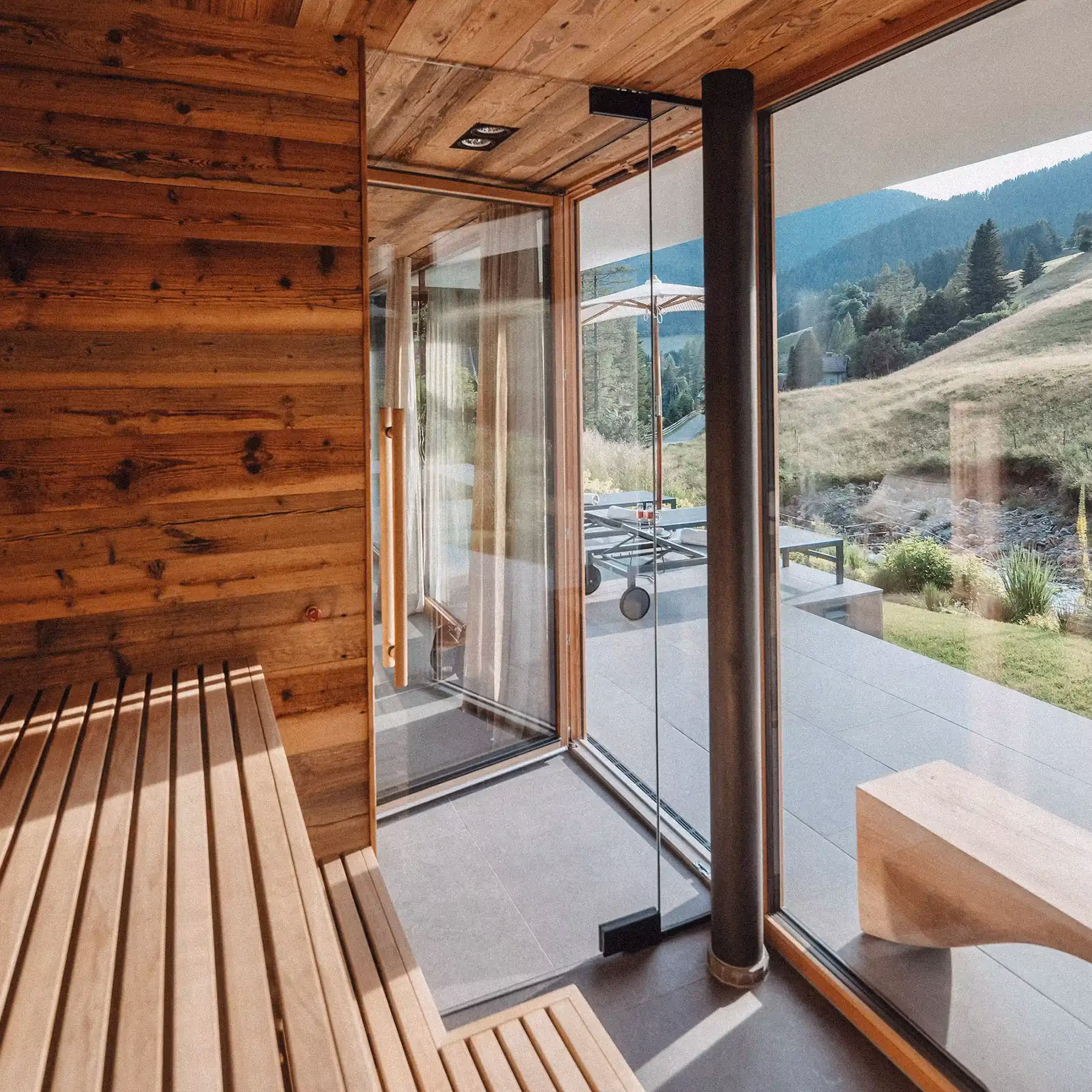 Panoramic sauna from inside
