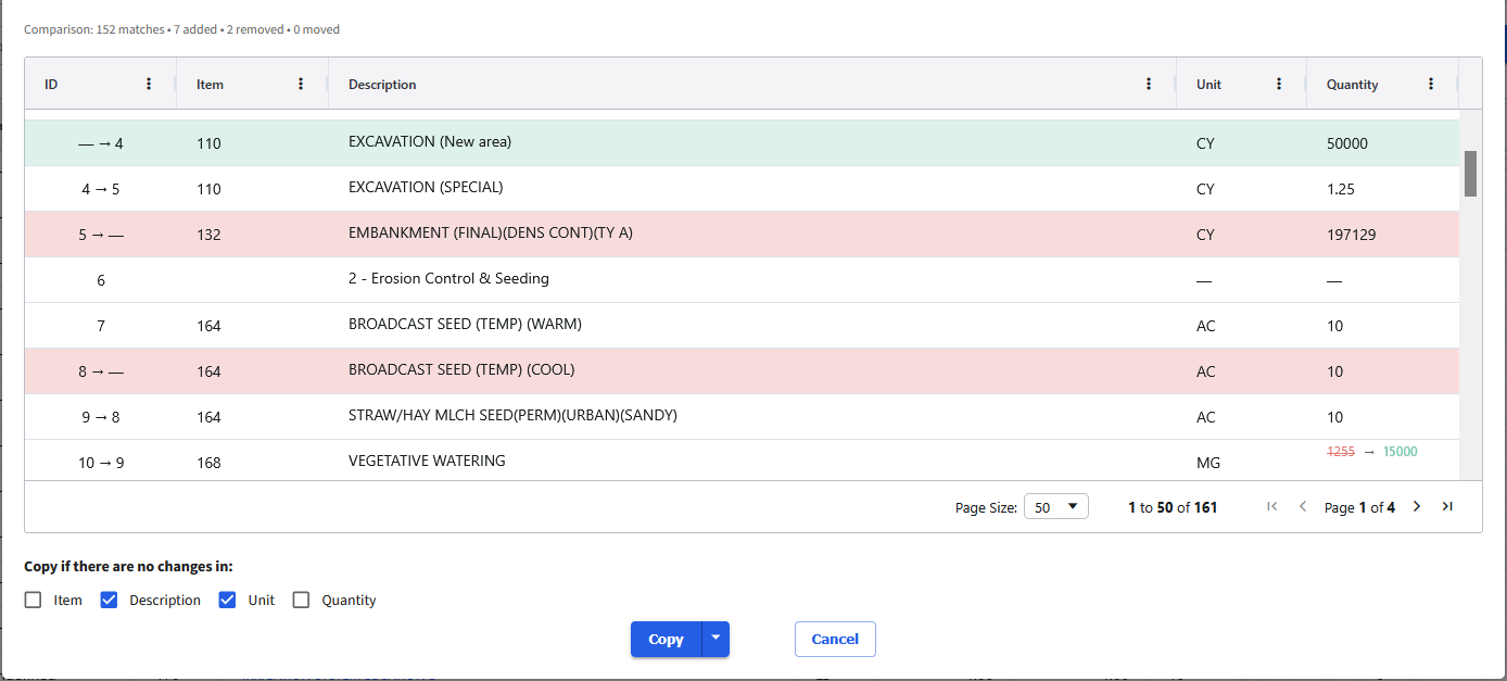Compare BOQ Revisions