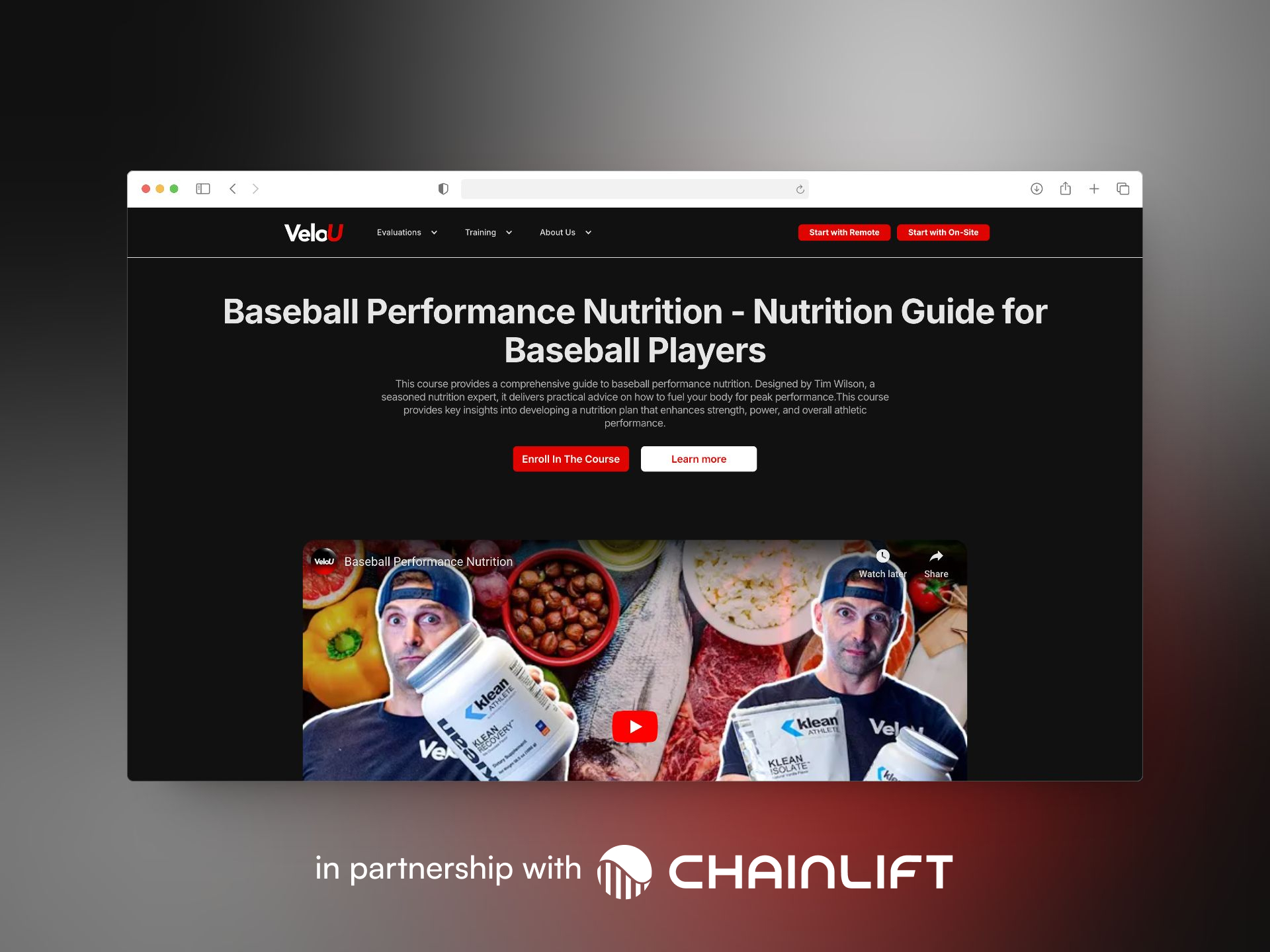 A mockup of the Velo University homepage