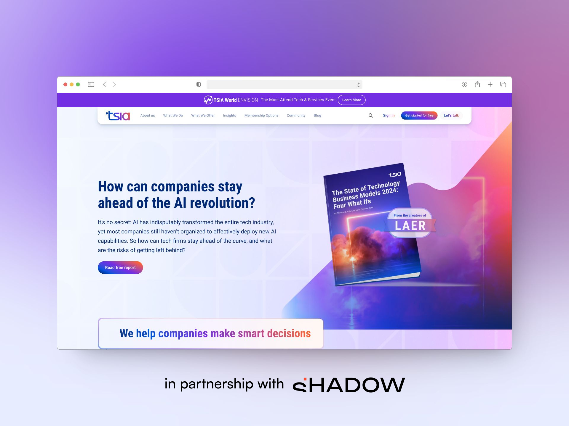 A mockup of the TSIA homepage