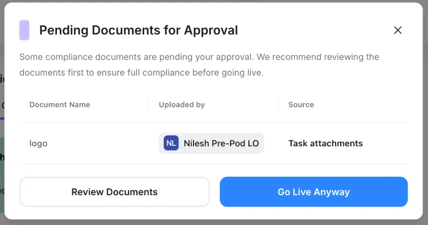 Compliance nudge before launching locations