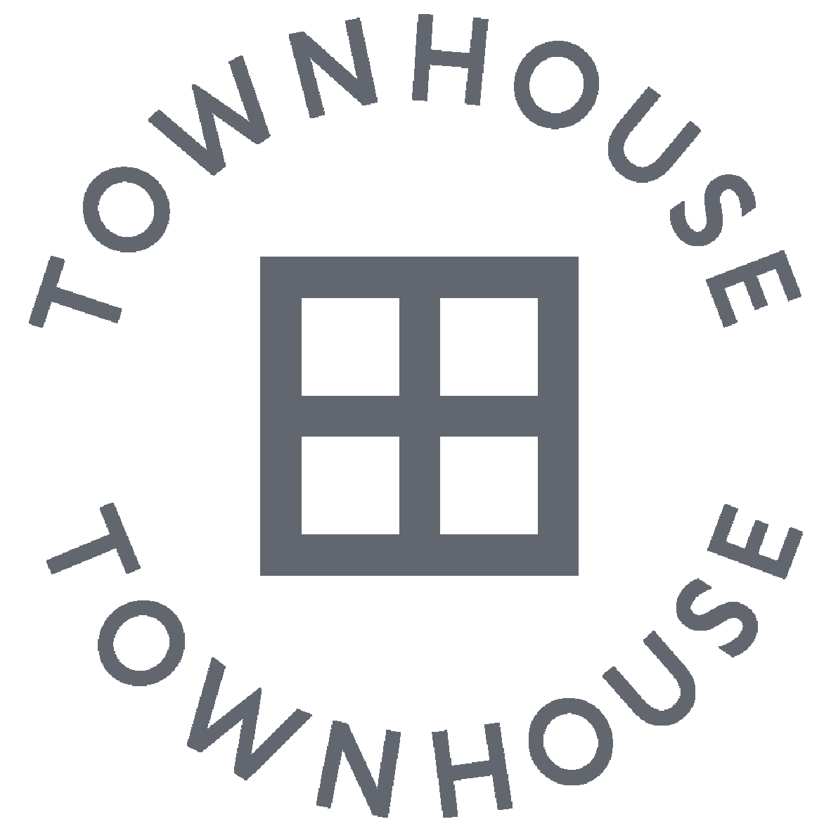 Townhouse logo featuring a four-pane window icon surrounded by the word 'TOWNHOUSE' curved in a circle.