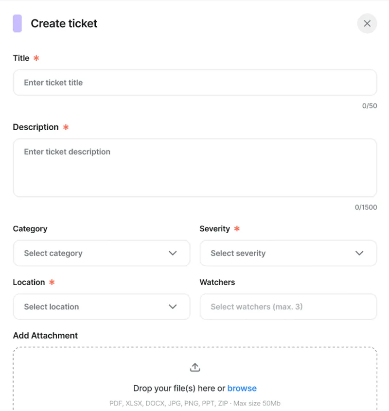 Create a support ticket in Delightree