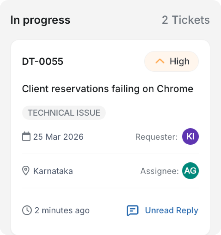 Delightree Support Tickets automatically assigned to the right person.