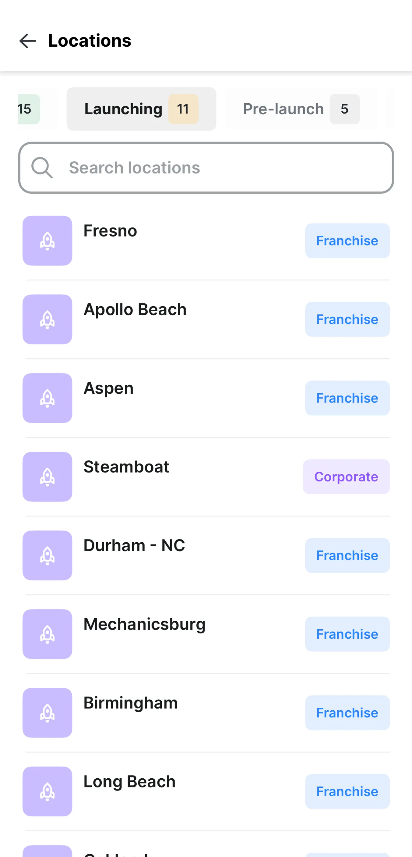 Delightree mobile app Location Launcher. 